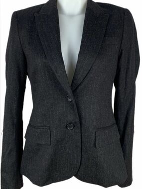Theory Charcoal Wool Pinstripe Two-Button Blazer - Size 8